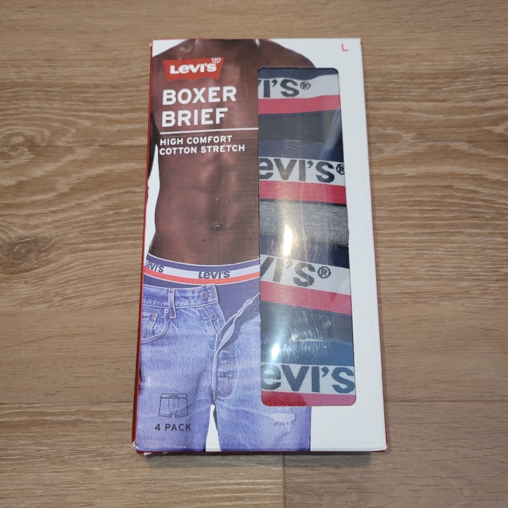 LEVI'S Men's 4 Pack Large High Comfort Cotton Stretch Boxer Briefs New